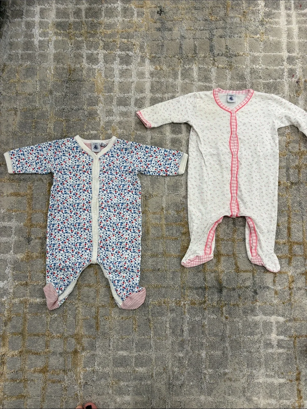 Baby One-Piece Footed Pajamas - Pink & Floral